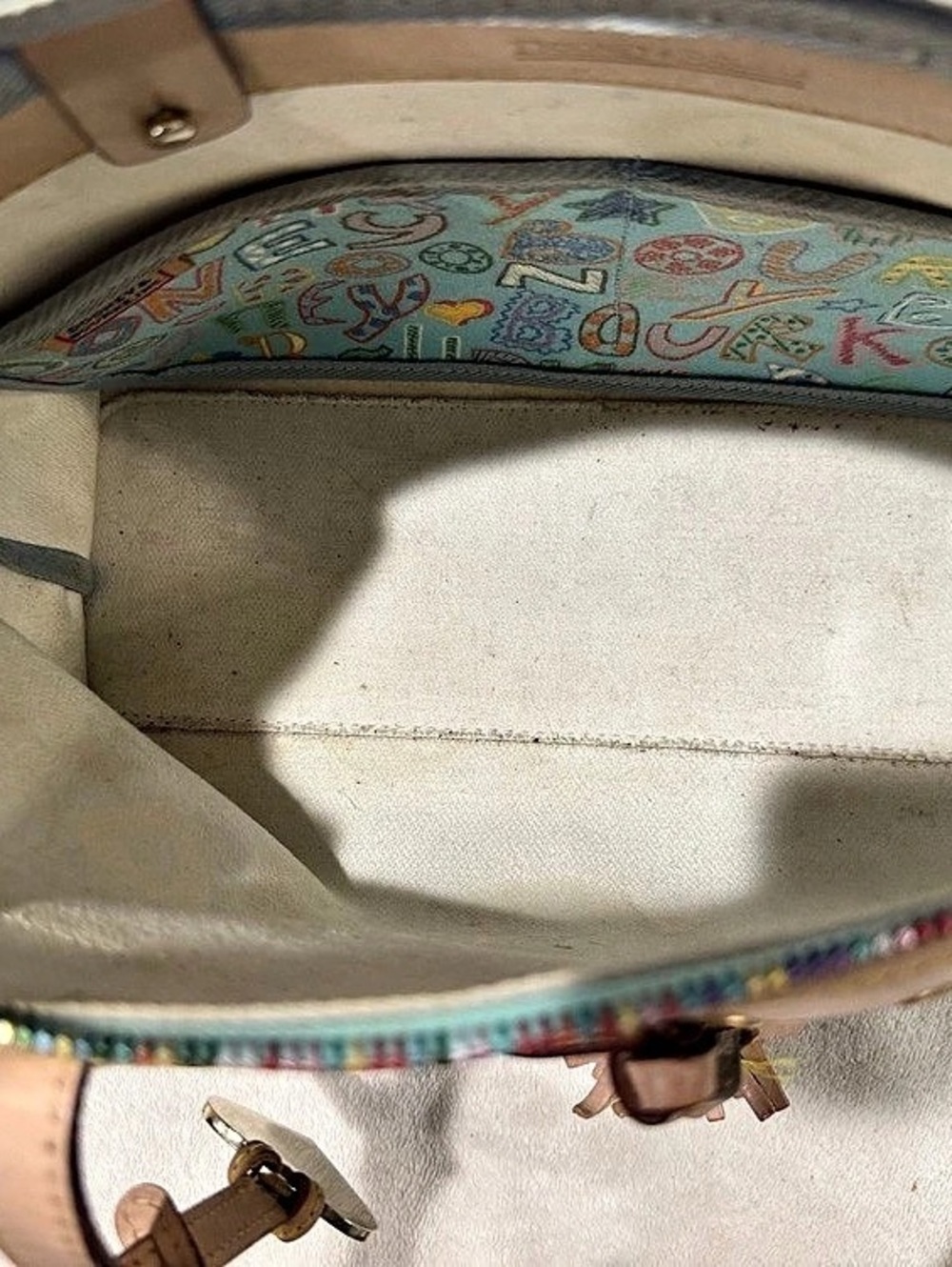 Dooney & Bourke Doodle II Coated Cotton Tote Blue & Brown - Picture 4 of 11